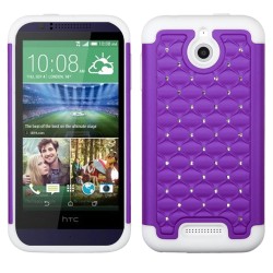 Case Protector HTC One Desire 510 Dual White Purple Shiny Stones