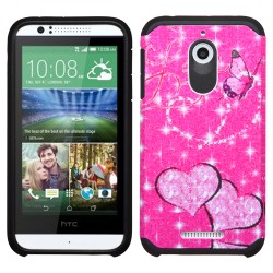 Case Protector Dual HTC One Desire 510 Pink / Black Stars