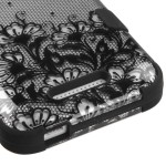 Case Protector Triple Layer HTC One Desire 510  Silver / Black Flowers (17004400) by www.tiendakimerex.com