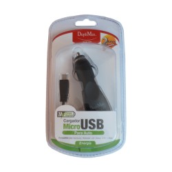 Cargador De Auto Con Cable Micro Usb 1A Duplimax Negro