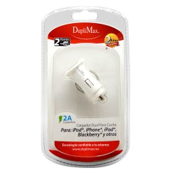 Cargador Duplimax Auto 2 Usb 2.1A Blanco