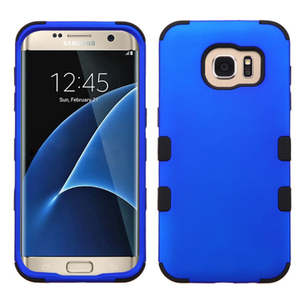 Evaluación Reflexión Boquilla Funda Protector Triple Layer Uso Rudo Galaxy S7 edge azul metalico